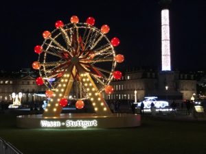 Eine Lichtrulptur in Form des Riesenrads des Stuttgarter Wasens. Eine Kombination aus Organic 3D und einzelnen Lichterketten