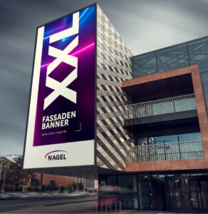 XXL Banner für Gebäudefronten geplant , umgesetzt und montiert von Neon-Nagel